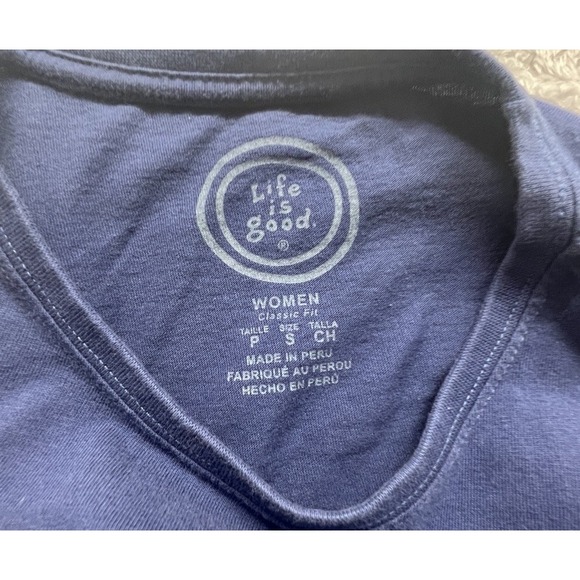 Life Is Good Womens Shirt Sm Dark Blue Bethany Beach DE Flip Flops Classic Fit - Picture 3 of 9